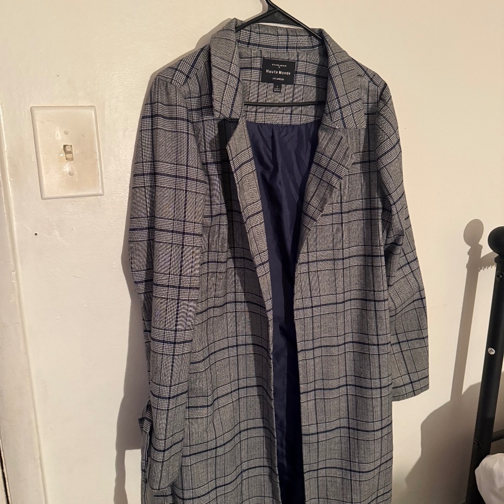 grey 90s inspired trench coat